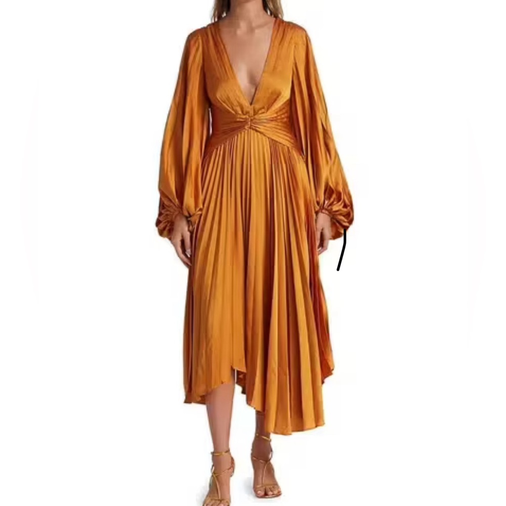 Acler Dress 
Palms Long-Sleeve Pleated Midi Dress